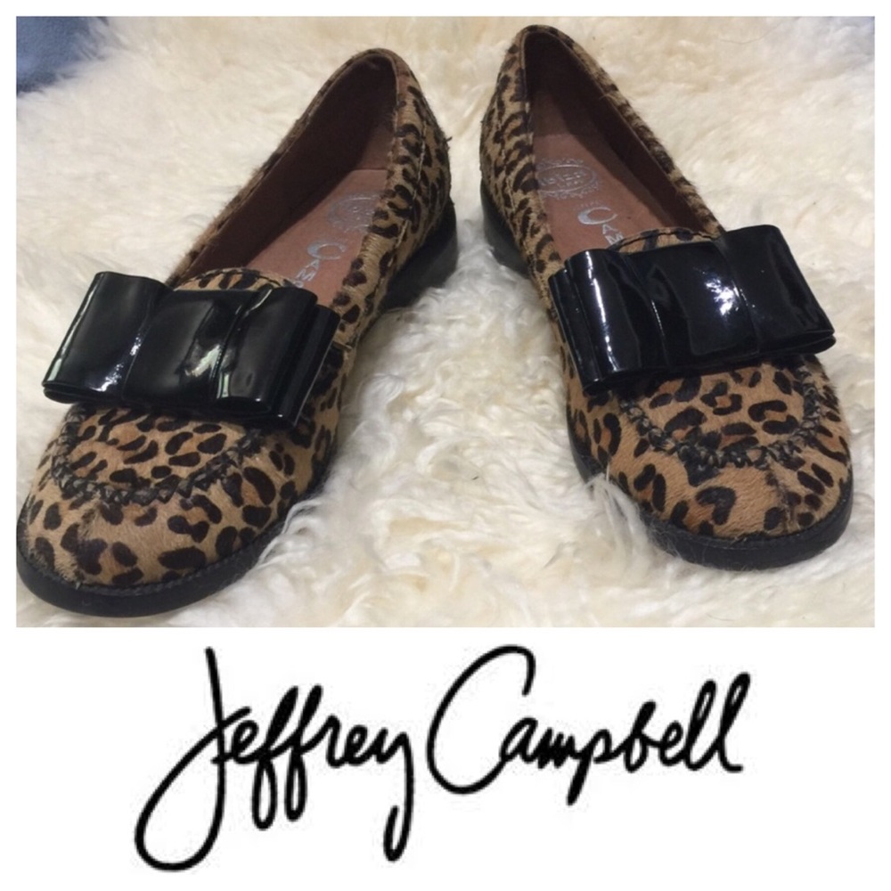 Jeffrey Campbell Leopard Print Flats with Black Bow